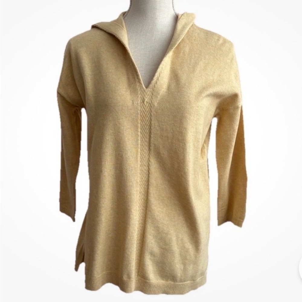 NWT J. Jill Pure Jill V Neck 3/4 Sleeve Hooded Sweater Size XS